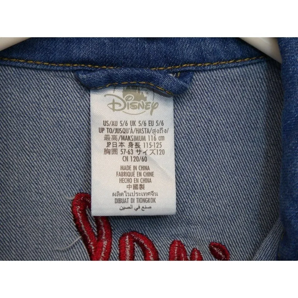 Disney Brand Original Mickey Mouse Denim Jacket Embroidered Size 5/6‎ Unisex